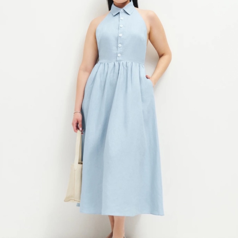 Reformation Tace Linen Dress in Mineral